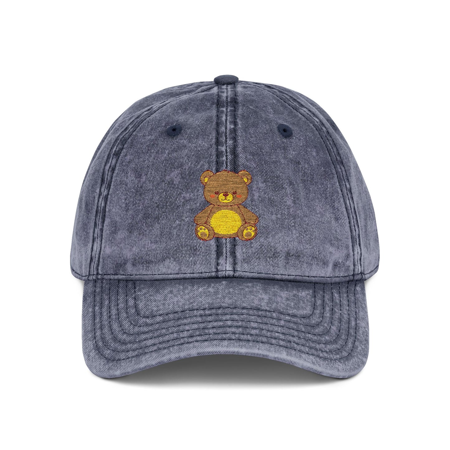 Vintage Embroidered Teddy Bear Cap Hats Printify One size Navy