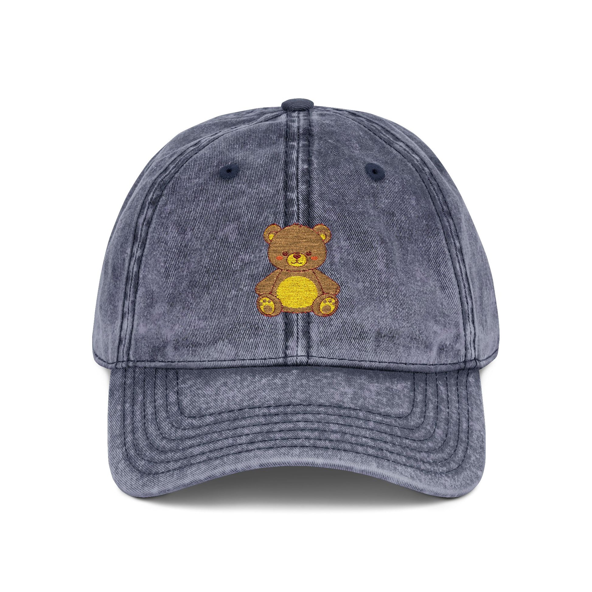 Vintage Embroidered Teddy Bear Cap Hats Printify One size Navy