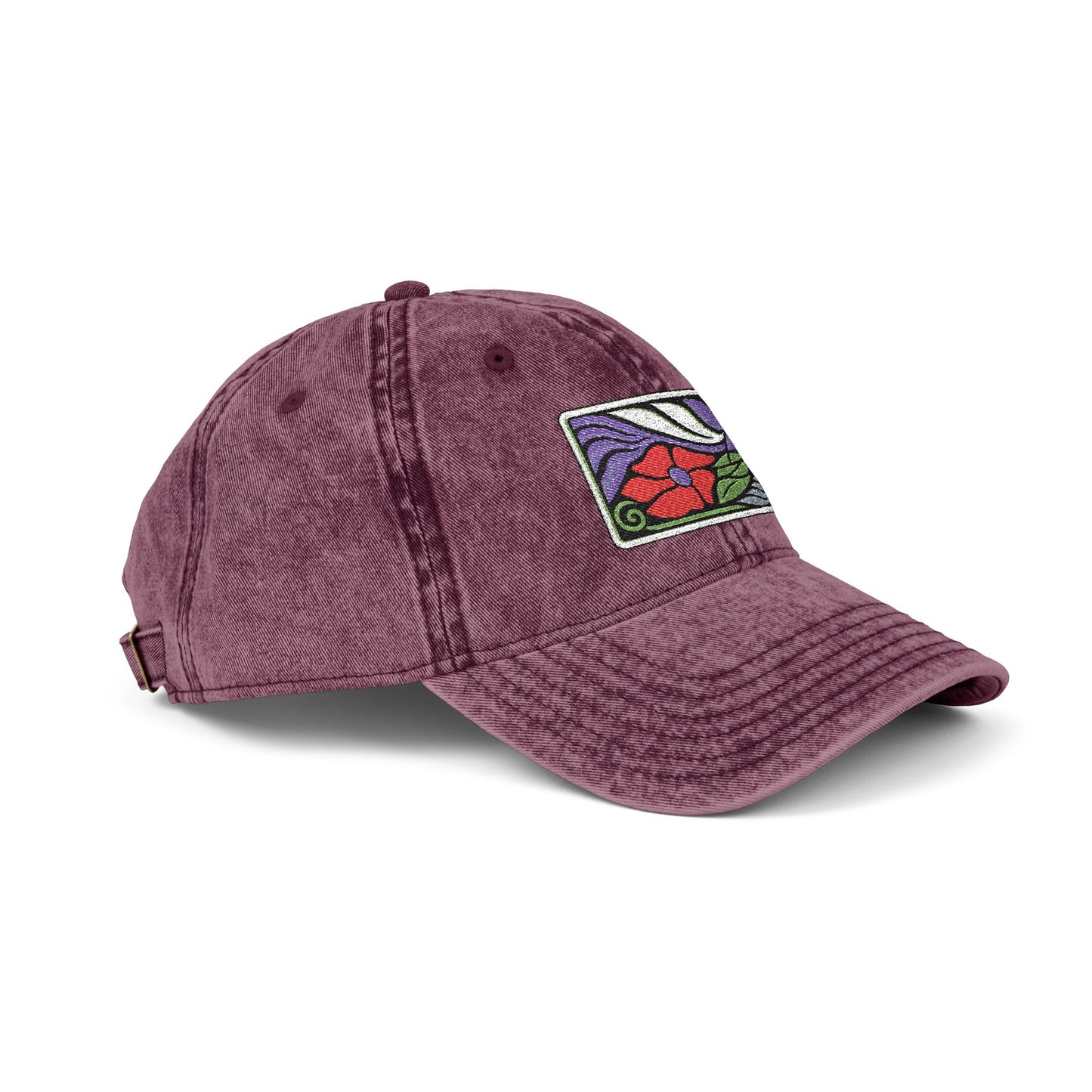 Vintage Embroidered Floral Patch Cap