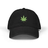 Embroidered Cannabis Leaf Denim Hat – Green Marijuana Patch Cap Hats Printify One size Black