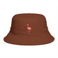 Flamingo Embroidered Bucket Hat — Brown Tropical Summer Sun Hat Hats Printify
