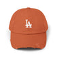 Distressed LA Baseball Cap — Vintage Black Dad Hat Hats Printify Burnt Orange One size