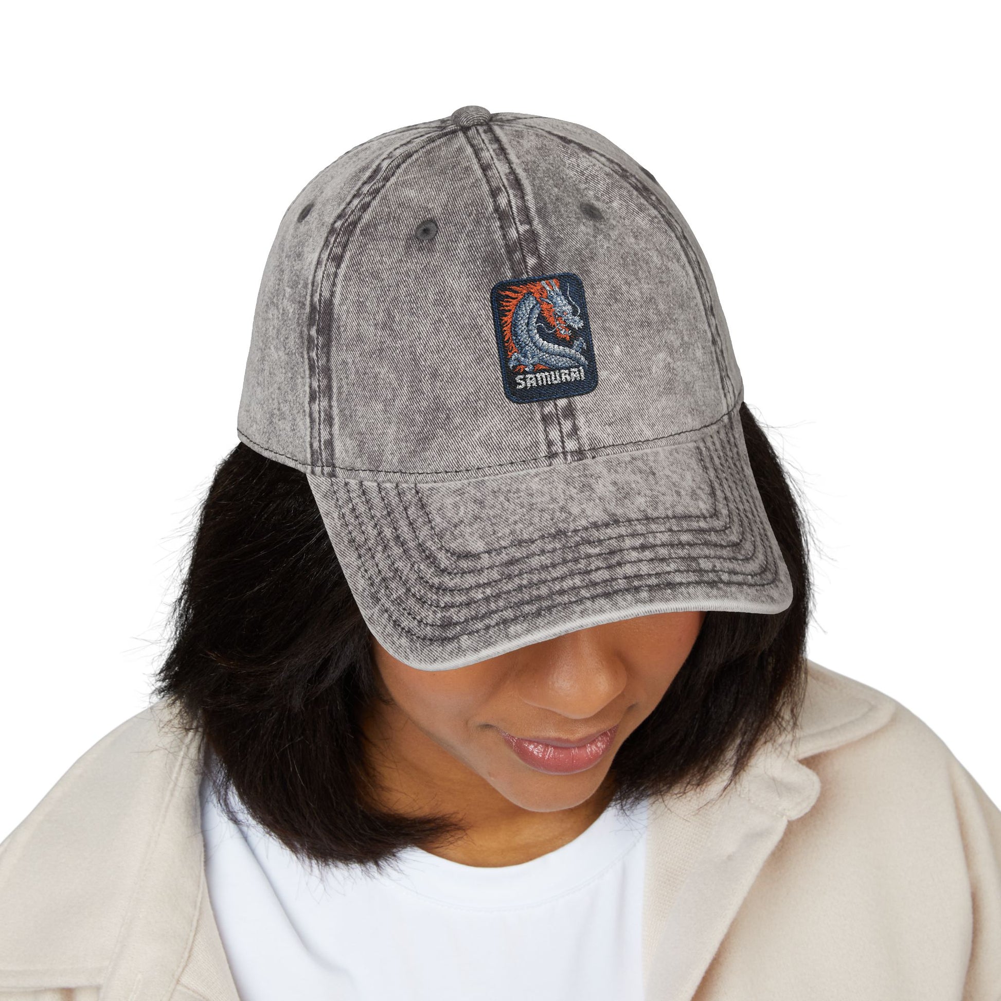Embroidered Vintage Wave Cap Hats Printify