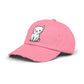 Distressed Black Cap with Cute White Cat Graphic