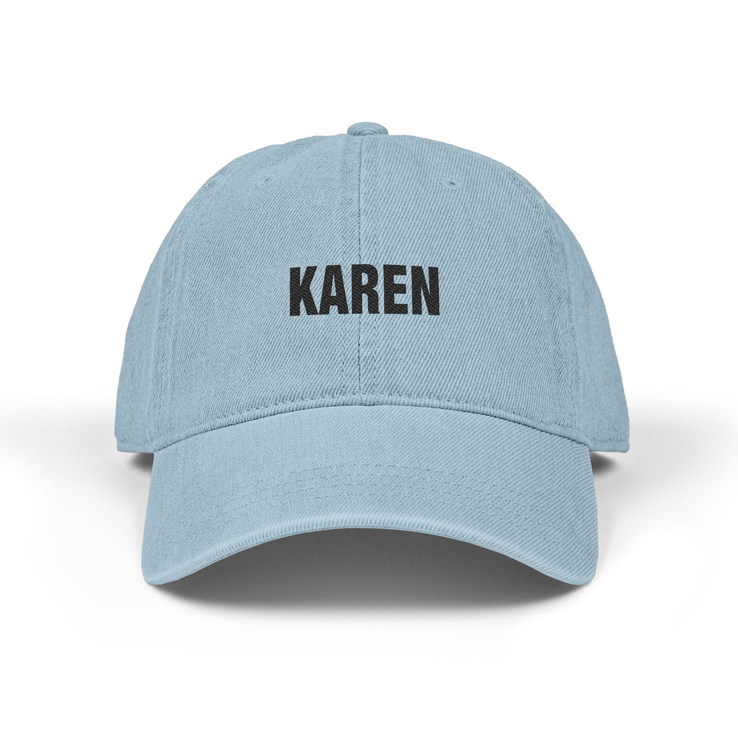 Embroidered 'KAREN' Denim Hat - Classic Adjustable Black Cap Hats Printify One size Light Blue