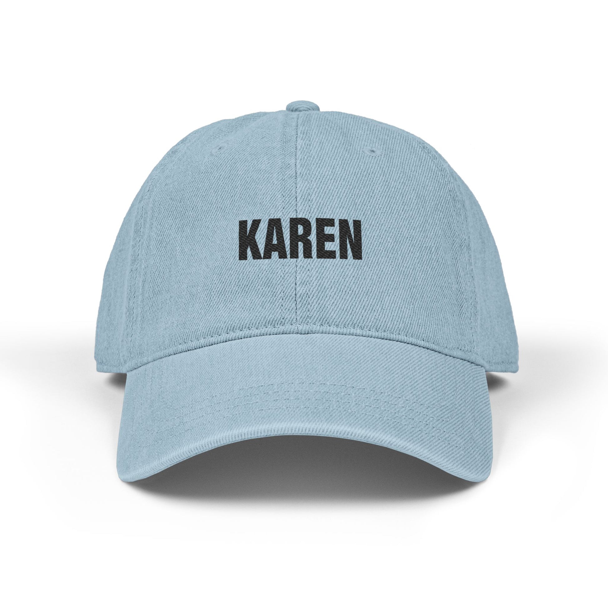 Embroidered 'KAREN' Denim Hat - Classic Adjustable Black Cap Hats Printify One size Light Blue