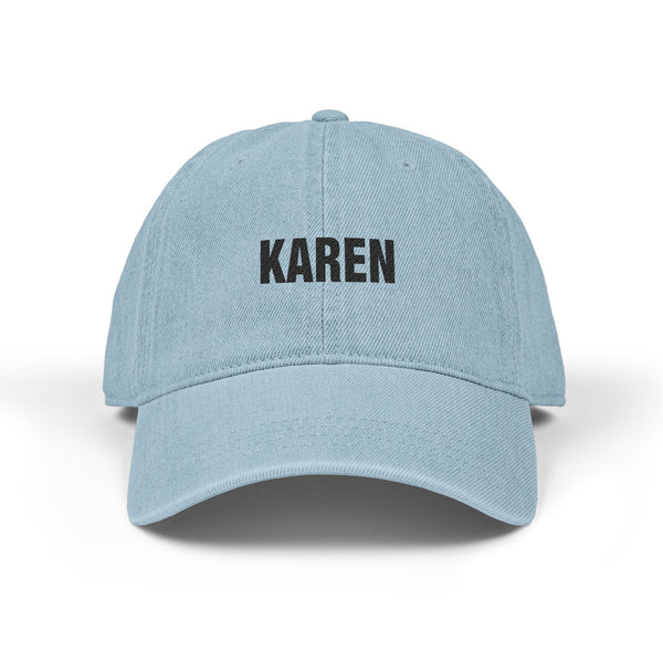 Embroidered 'KAREN' Denim Hat - Classic Adjustable Black Cap Hats Printify One size Light Blue