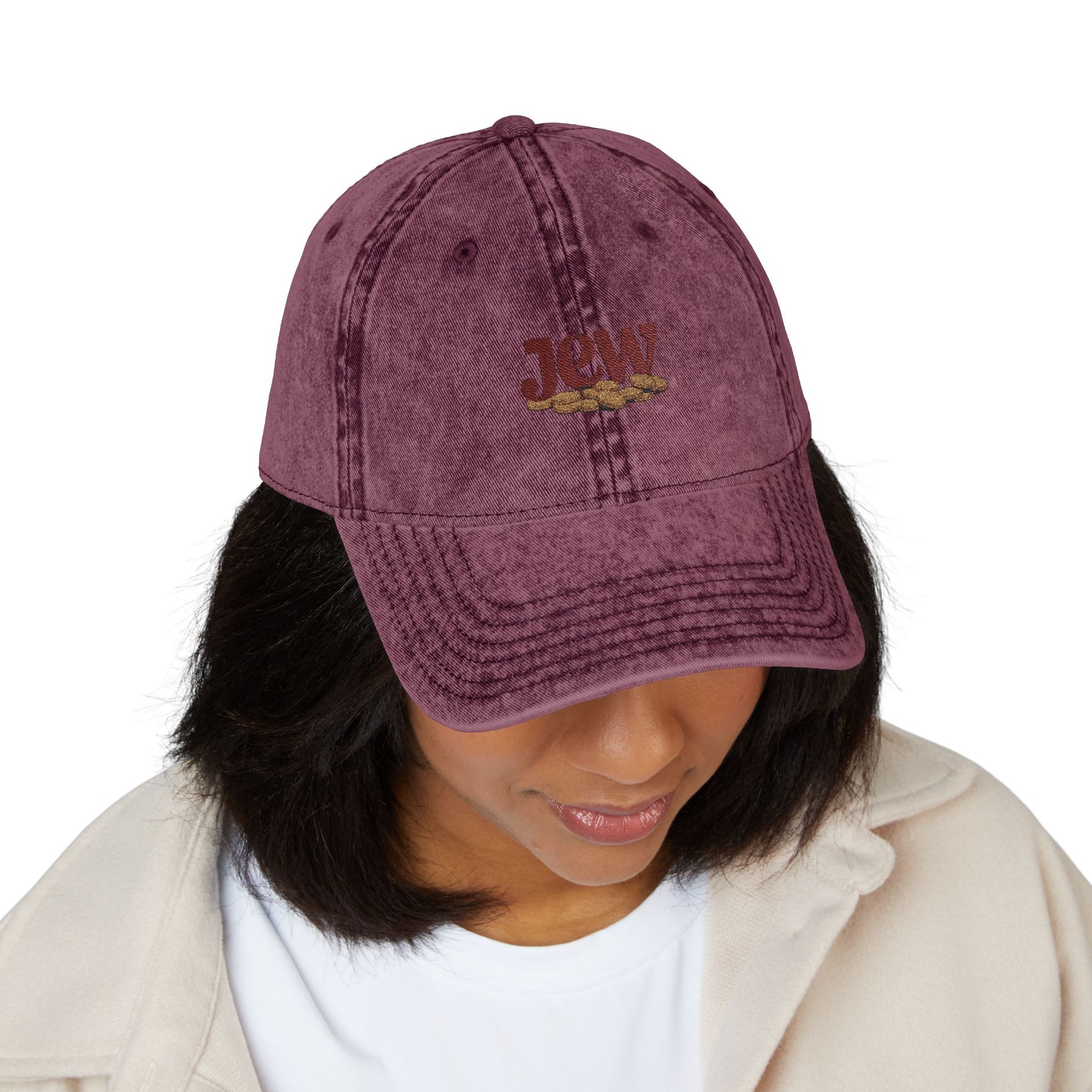 Vintage Embroidered Cap - JGW Logo Distressed Baseball Hat Hats Printify