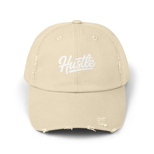 Hustle Distressed Cap Hats Printify Stone One size