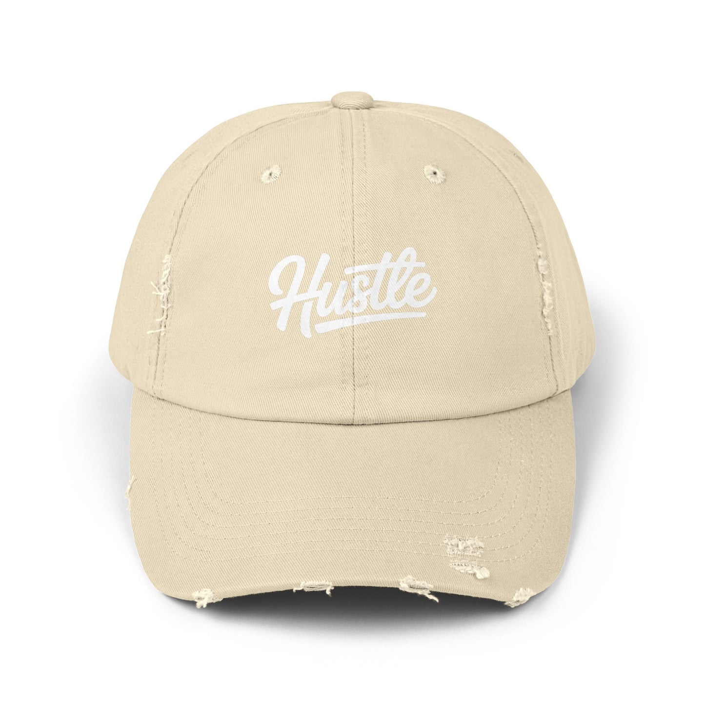 Hustle Distressed Cap Hats Printify Stone One size