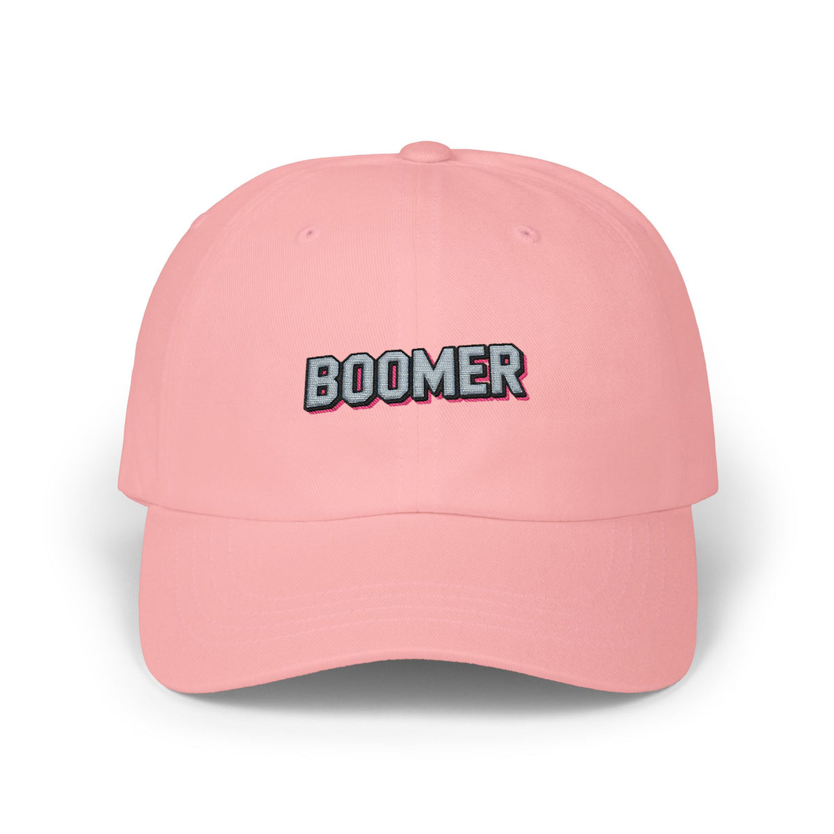Boomer Embroidered Dad Cap – Retro Patch Baseball Hat Hats Printify Pink One size