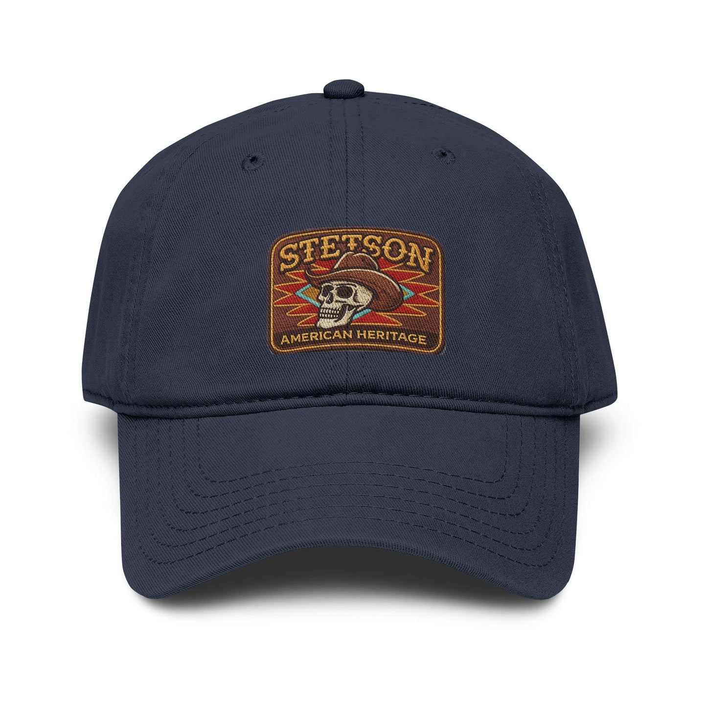 Stetson Skull Patch Baseball Cap — Vintage American Heritage Washed Hat Hats Printify One size Navy