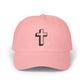 Christian Cross Dad Cap – Embroidered Minimalist Baseball Hat Hats Printify Pink One size