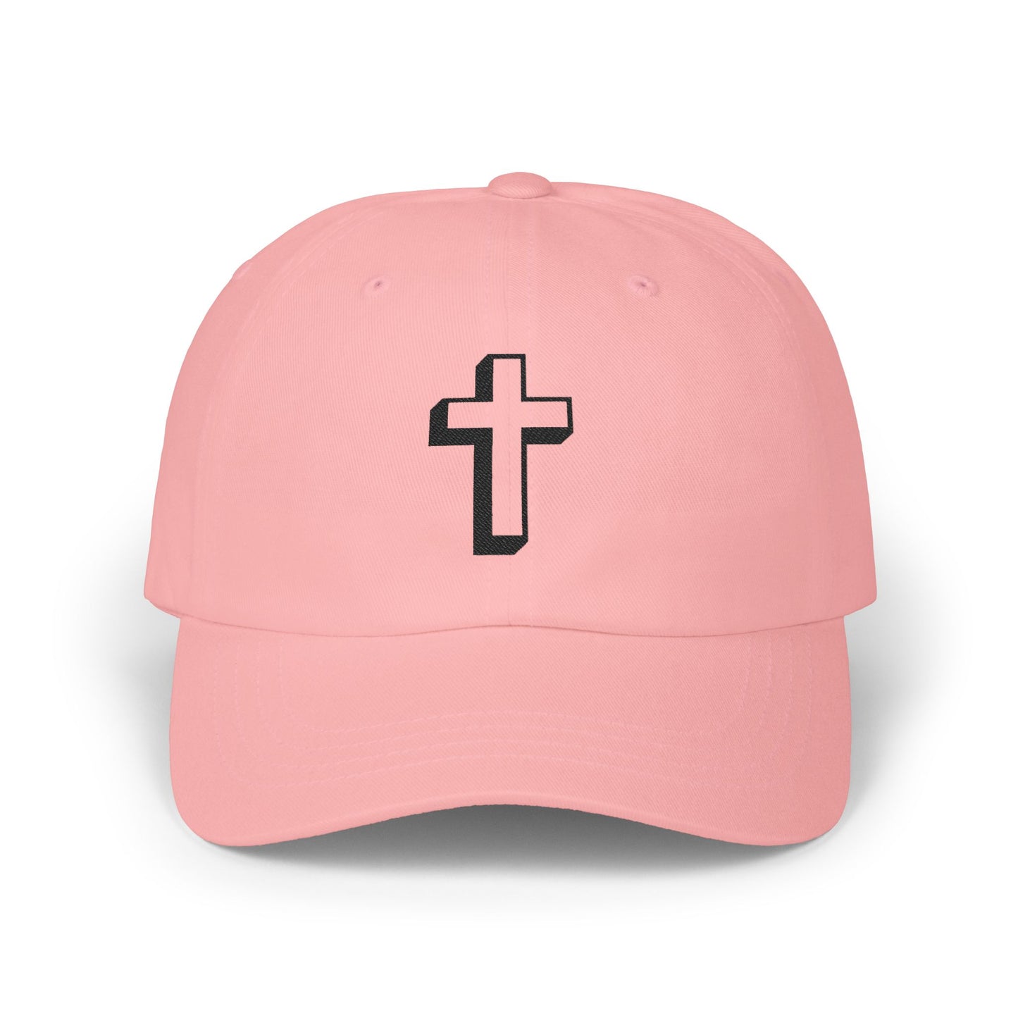 Christian Cross Dad Cap – Embroidered Minimalist Baseball Hat Hats Printify Pink One size