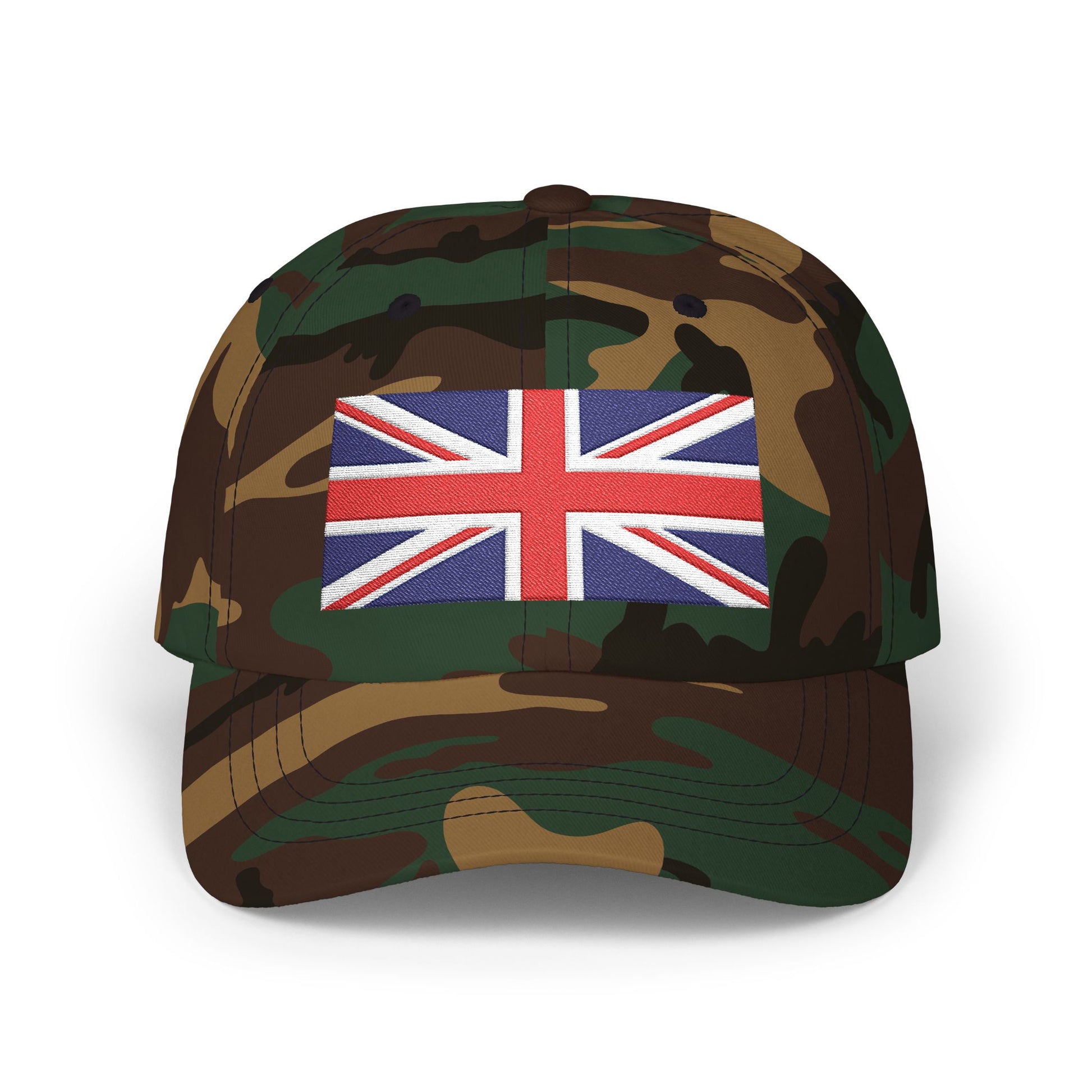 Union Jack Embroidered Dad Cap Hats Printify Green Camo One size