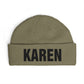 Cuff Beanie — Bold "KAREN" Embroidered Knit Hat Hats Printify One size Eucalyptus