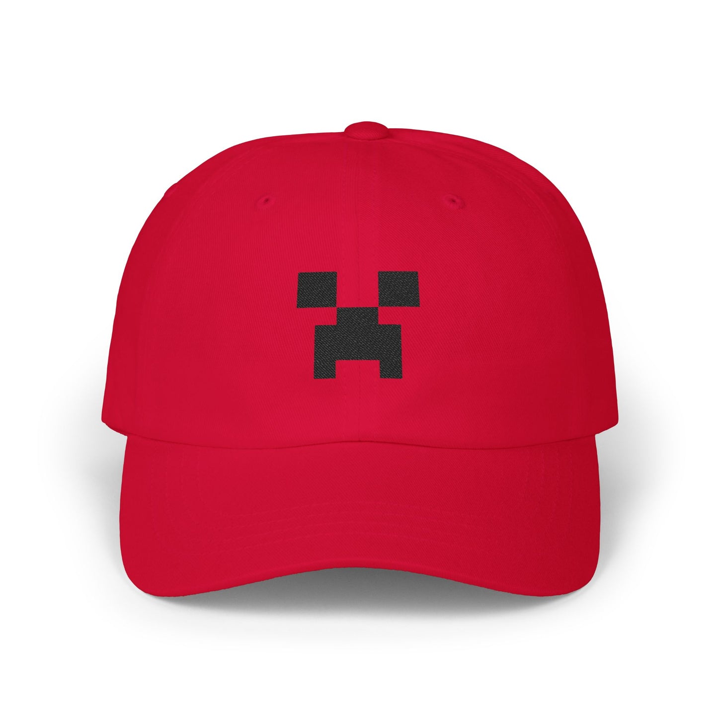 Pixel Creeper Face Cap | Classic Dad Cap, Gaming Dad Hat Hats Printify Cranberry One size