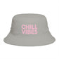 Chill Vibes Bucket Hat — Retro Pink Text Cotton Sun Hat Hats Printify One size Storm