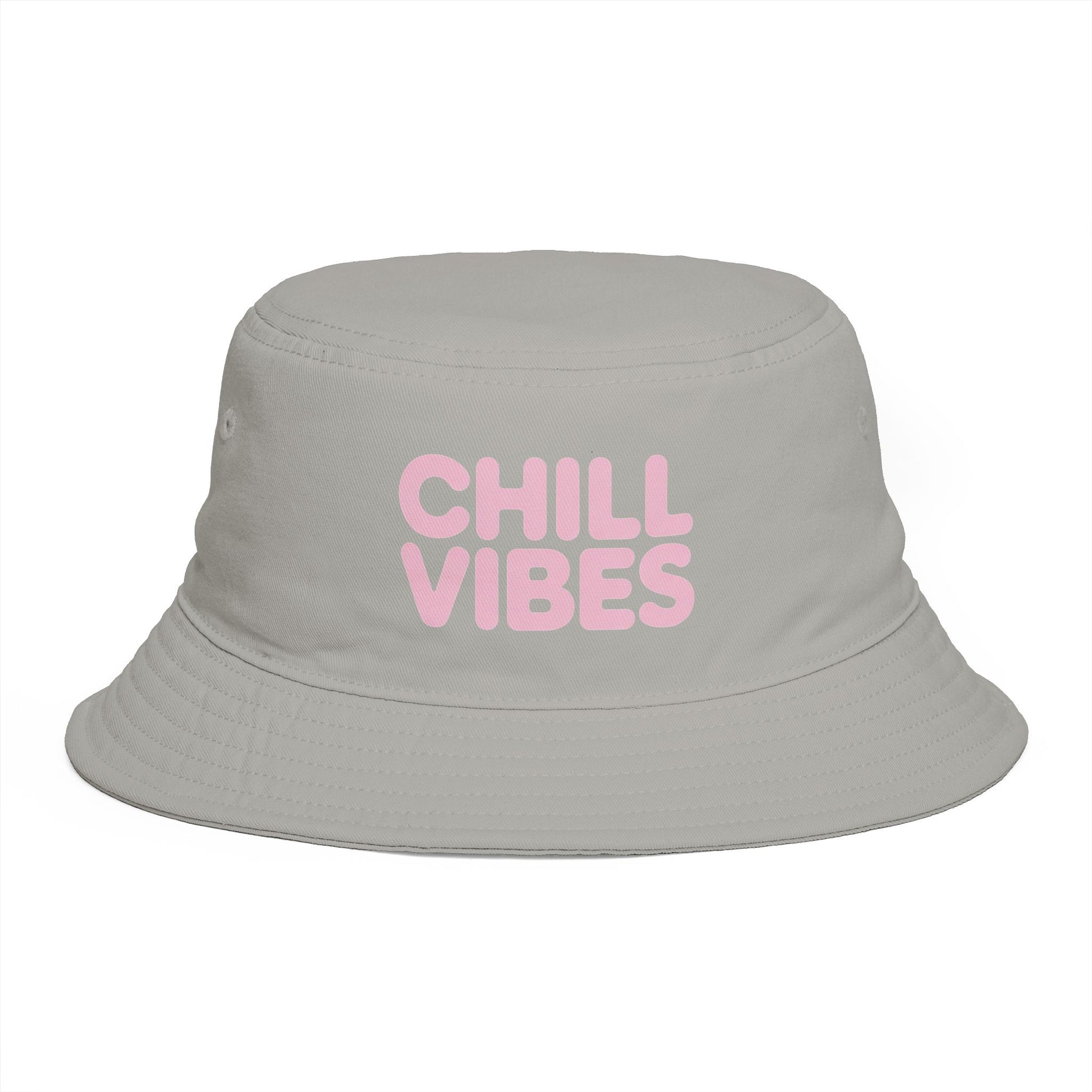 Chill Vibes Bucket Hat — Retro Pink Text Cotton Sun Hat Hats Printify One size Storm