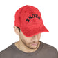 Embroidered Vintage 'DRUNK' Distressed Baseball Cap — Retro Red Cotton Hat