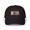 Dad Cap with Embroidered '130' Patch – Classic White Baseball Hat Hats Printify Black One size