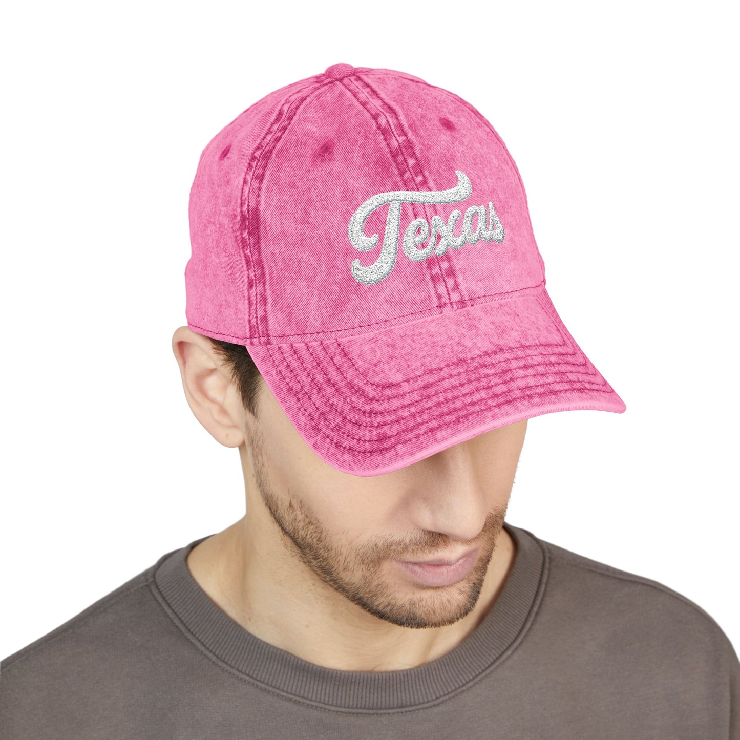 Vintage Embroidered Texas Cap — Distressed Red Baseball Hat