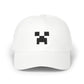 Pixel Creeper Face Cap | Classic Dad Cap, Gaming Dad Hat Hats Printify White One size