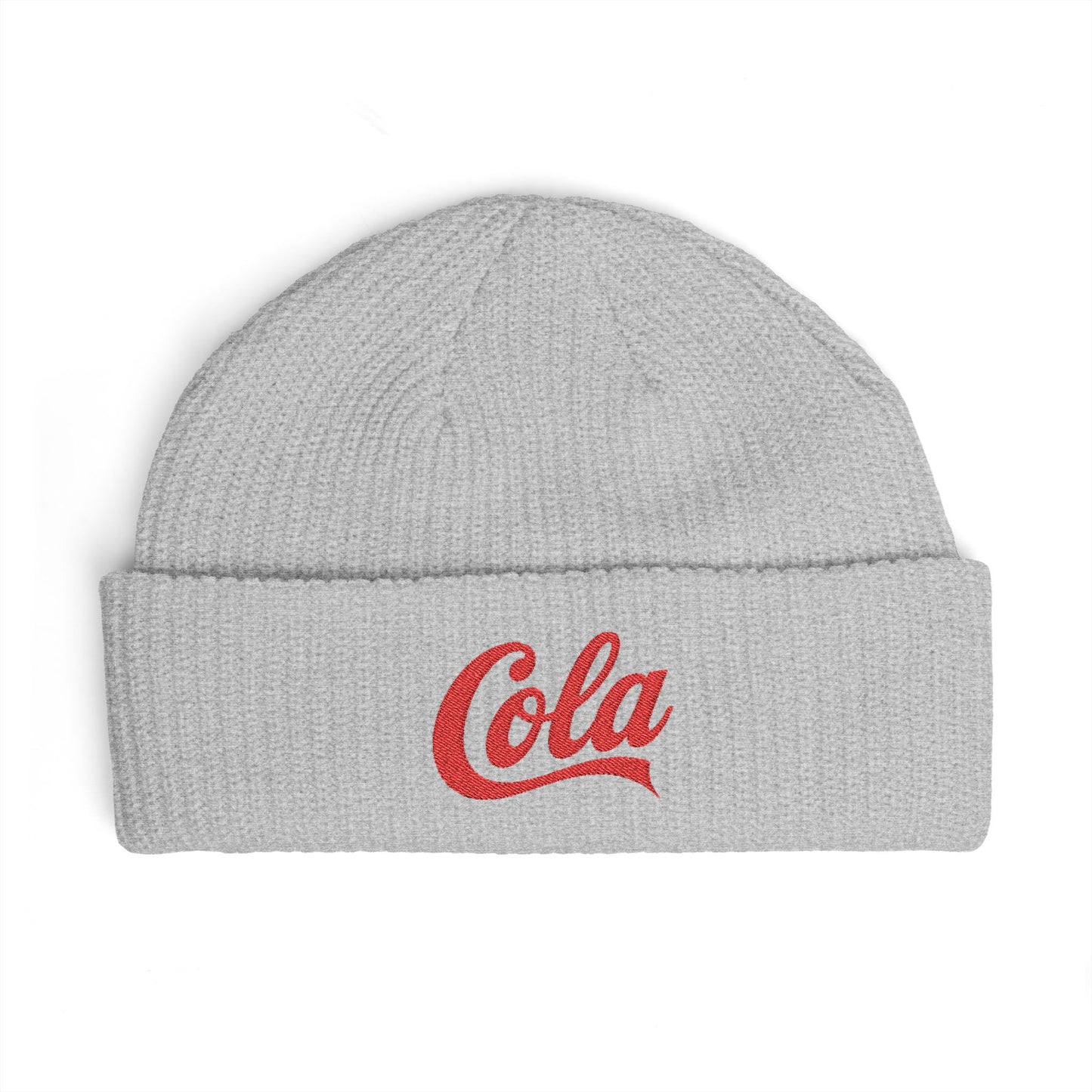 Cola Cuff Beanie — Retro Script Knit Hat Hats Printify One size Athletic Heather