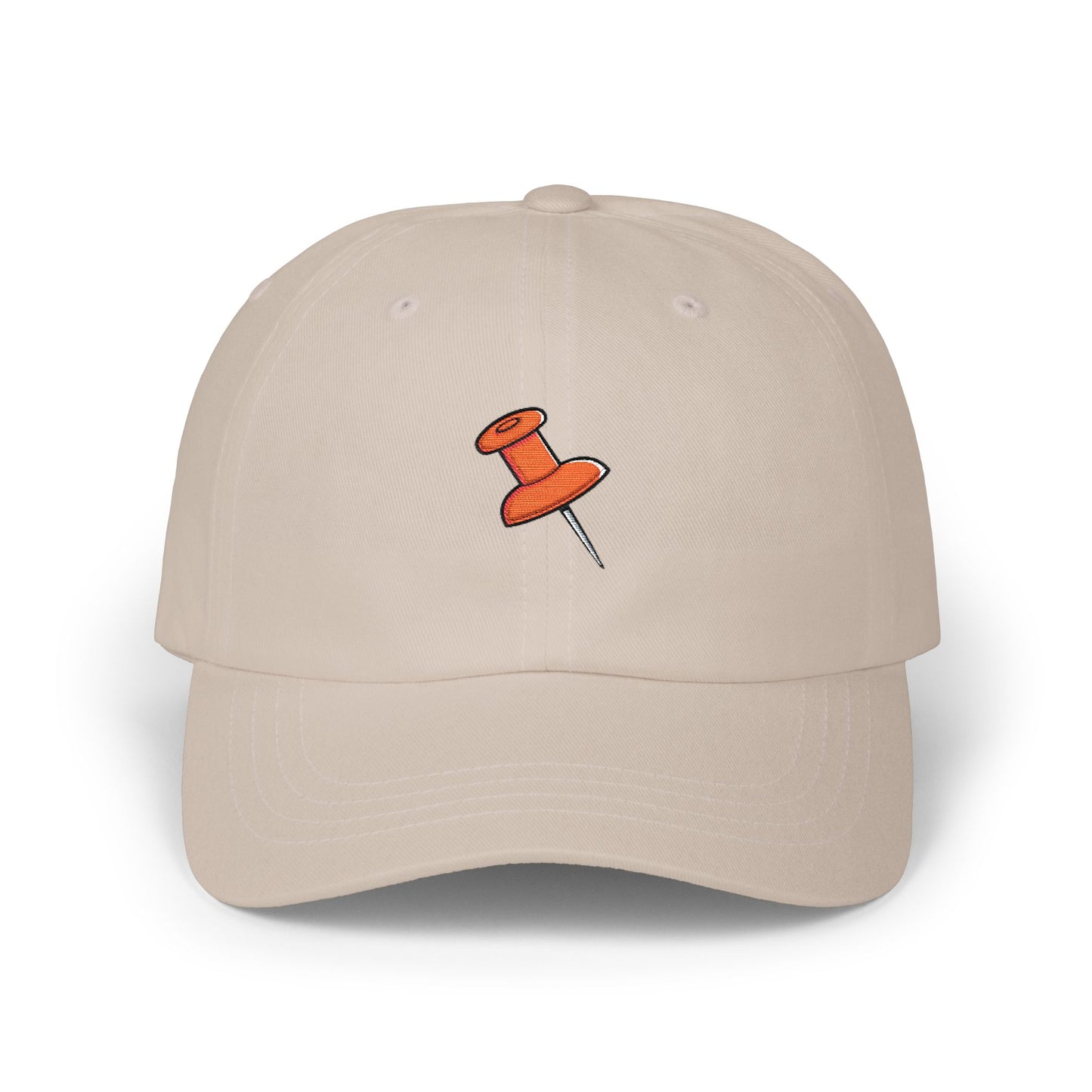 Embroidered Pushpin Dad Cap – Minimal Retro Office Hat Hats Printify Stone One size