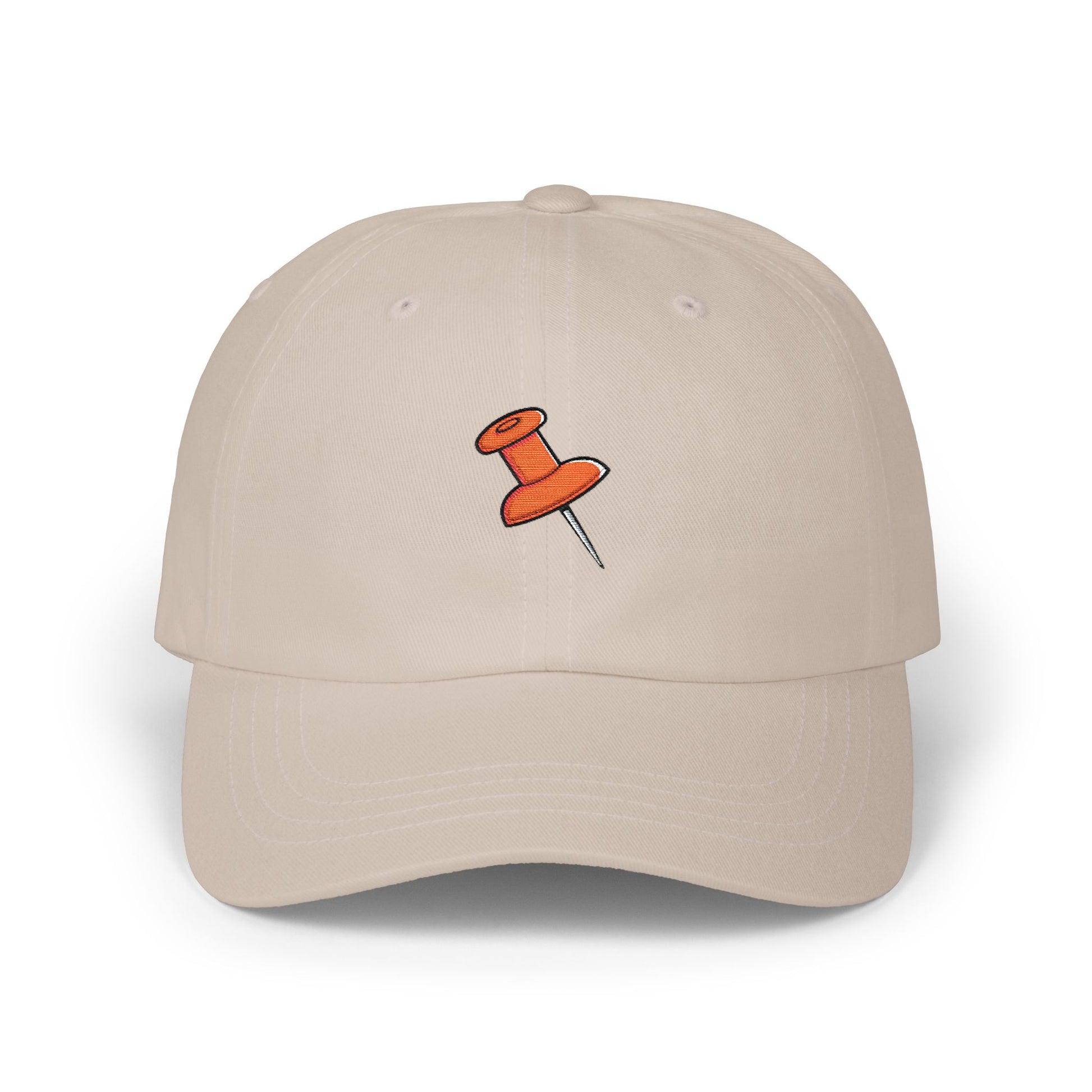 Embroidered Pushpin Dad Cap – Minimal Retro Office Hat Hats Printify Stone One size