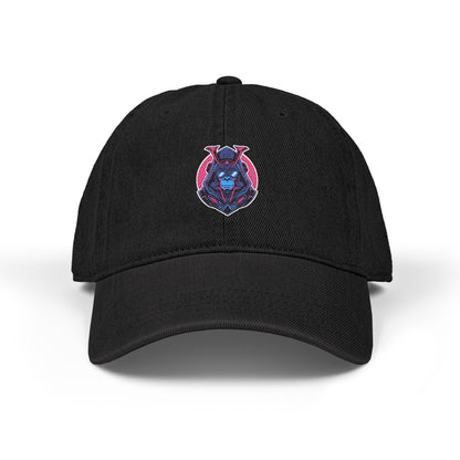 Embroidered Cosmic Bat Denim Hat — Gothic Moon Night Baseball Cap Hats Printify One size Black