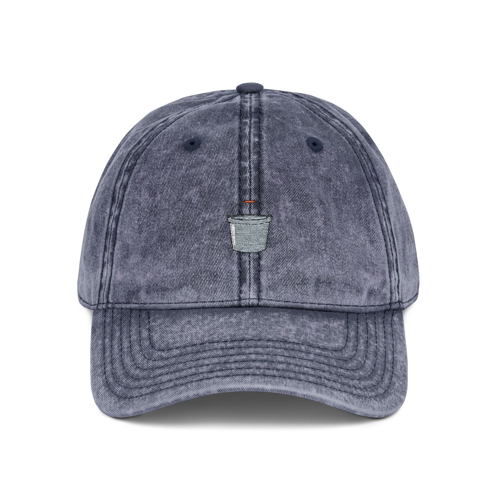 Embroidered Vintage Red Cap with Tiny Silver Cup Logo — Distressed Dad Hat Hats Printify One size Navy