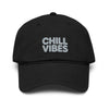 Chill Vibes Washed Baseball Cap Hats Printify One size Black