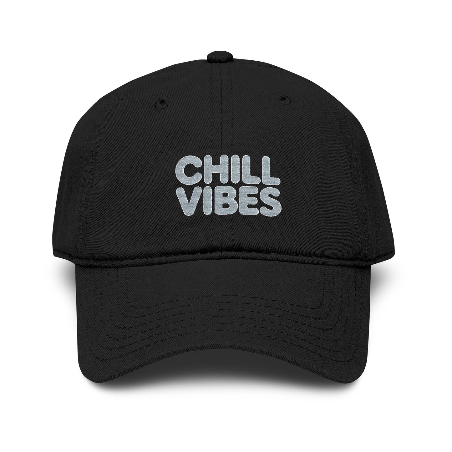 Chill Vibes Washed Baseball Cap Hats Printify One size Black