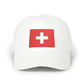 Dad Cap with Swiss Flag Embroidered Patch — Classic White Adjustable Hat Hats Printify White One size