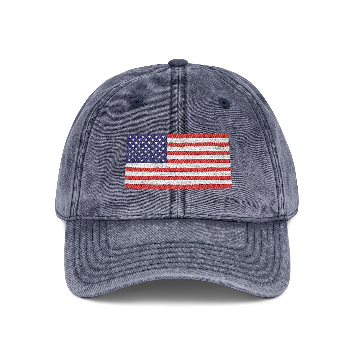Vintage Washed Dad Hat with Embroidered American Flag — Patriotic Cap for 4th of July & Everyday Wear Hats Printify One size Navy