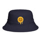 Smiley Drip Bucket Hat — Retro Melted Smile Face Sun Hat Hats Printify One size Navy