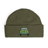 Cuff Beanie — Retro Green Car Embroidered Knit Hat Hats Printify One size Army