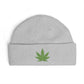 Embroidered Glitter Cannabis Leaf Cuff Beanie Hats Printify One size Athletic Heather