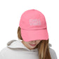 Chill Vibes Distressed Cap — Pink Text Casual Baseball Hat