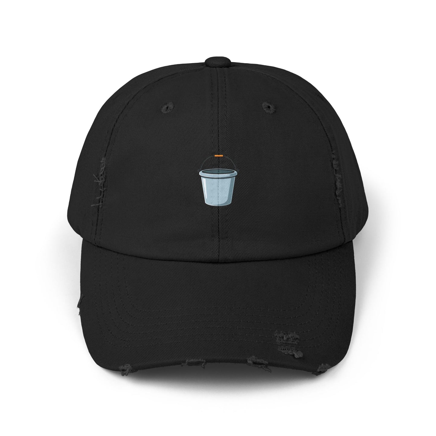Distressed Bucket Hat — Embroidered Ice Bucket Design Cap Hats Printify Black One size