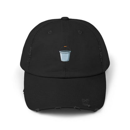 Distressed Bucket Hat — Embroidered Ice Bucket Design Cap Hats Printify Black One size