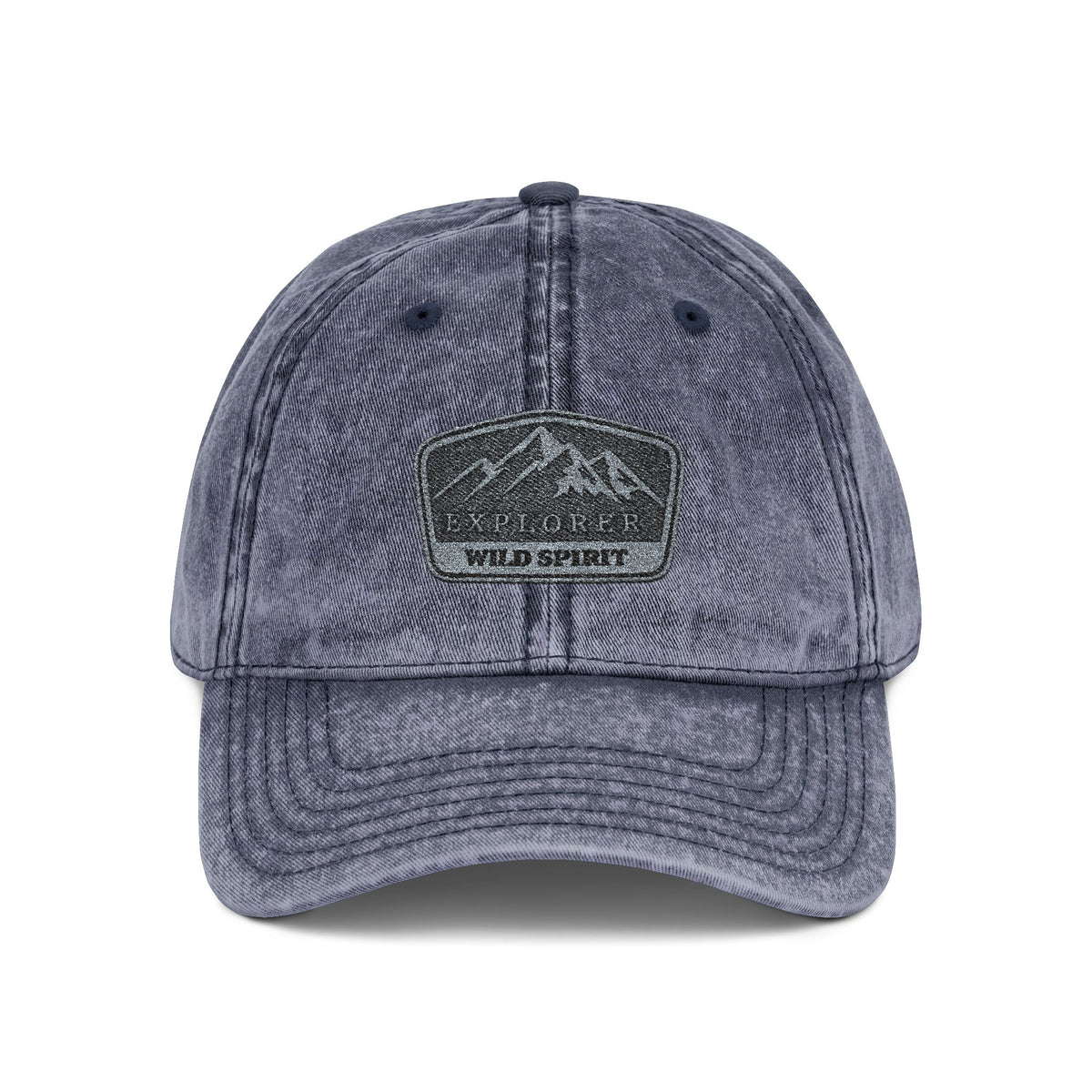 Vintage Embroidered Mountain Patch Cap — Washed Red Dad Hat Hats Printify One size Navy