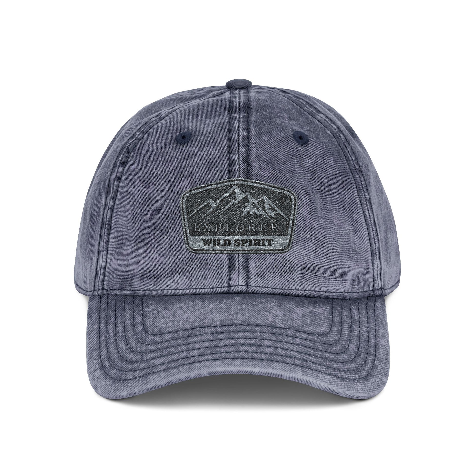 Vintage Embroidered Mountain Patch Cap — Washed Red Dad Hat Hats Printify One size Navy