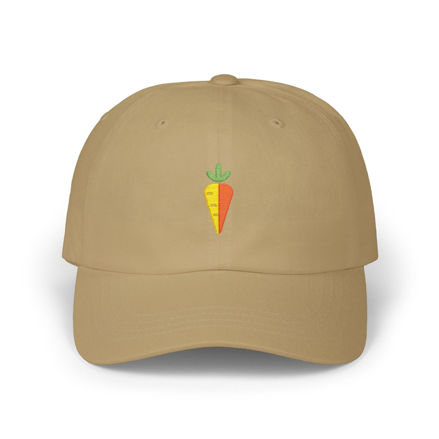 Carrot Embroidered Dad Cap — Minimal Vegetable Baseball Hat Hats Printify Khaki One size