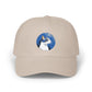Dad Cap – White Embroidered Dog in Snow Patch Hat Hats Printify Stone One size