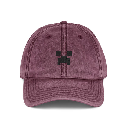 Pixel Creeper Face Vintage Cap | Embroidered Gaming Dad Hat Hats Printify One size Maroon