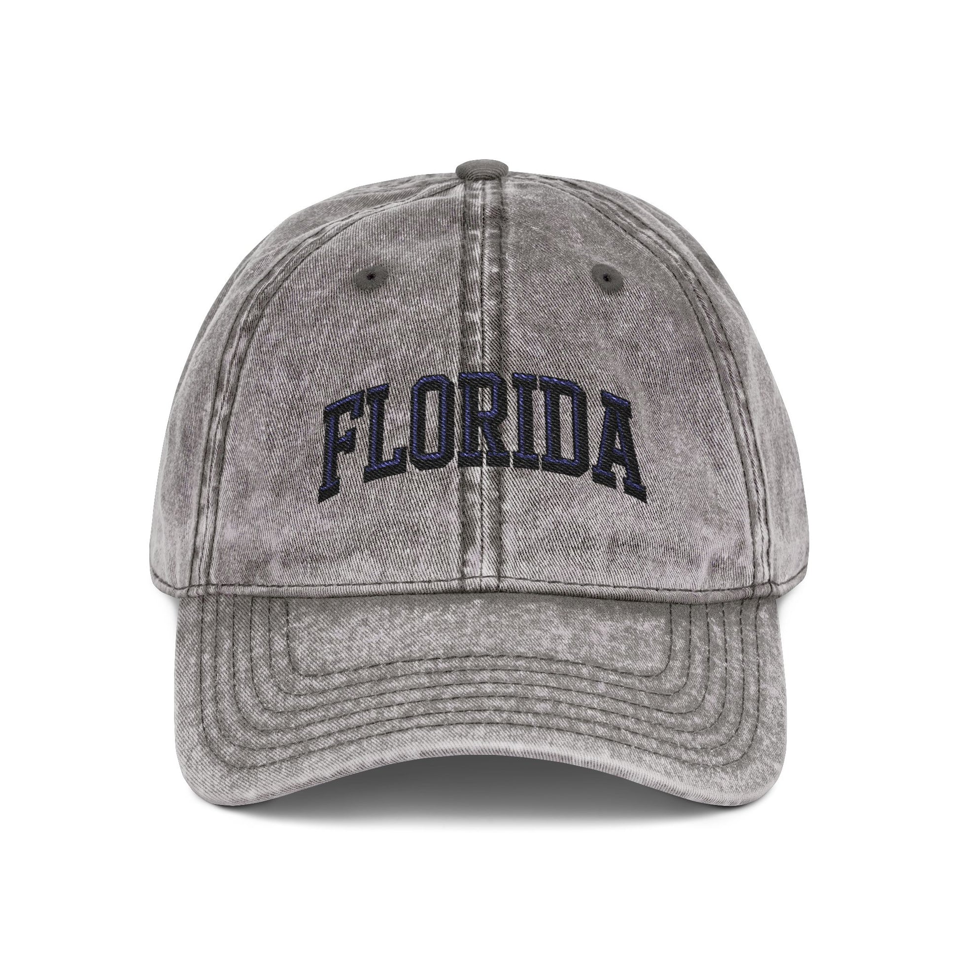 Florida Vintage Embroidered Cap - Washed Red Dad Hat Hats Printify One size Charcoal Grey