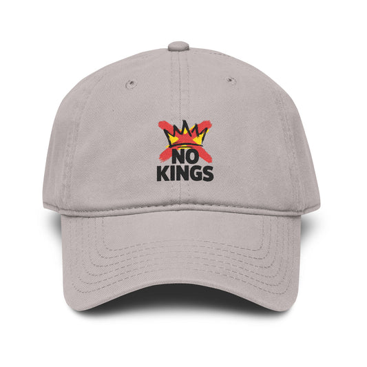 No Kings Washed Baseball Cap — Distressed Crown Embroidered Hat Hats Printify One size Gray