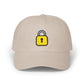 Lock Embroidered Dad Cap — Minimal Yellow Padlock Baseball Hat Hats Printify Stone One size
